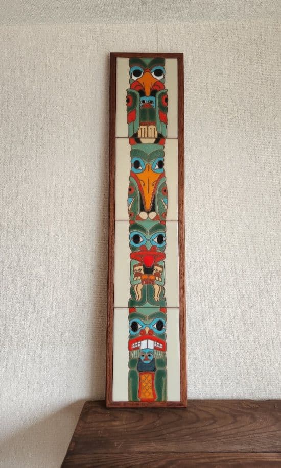 北米　サンタフェ　ネイティブアメリカン　額装タイル絵