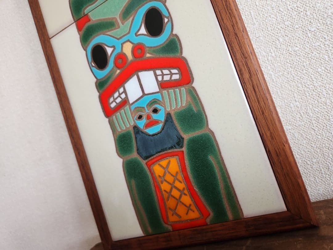 北米　サンタフェ　ネイティブアメリカン　額装タイル絵