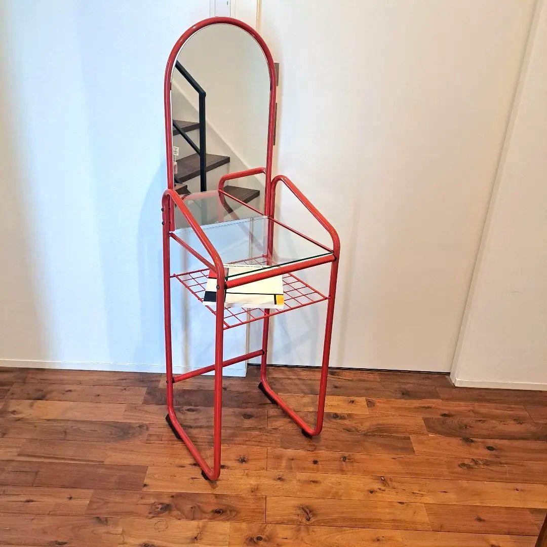 80s ミッドセンチュリー　スペースエイジ　レトロポップ　赤金属ミラードレッサー