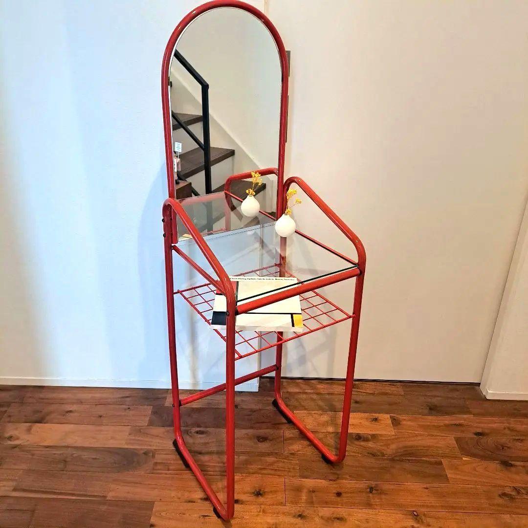 80s ミッドセンチュリー　スペースエイジ　レトロポップ　赤金属ミラードレッサー