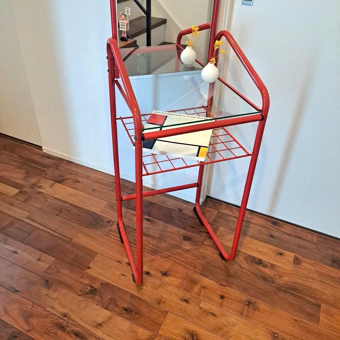 80s ミッドセンチュリー　スペースエイジ　レトロポップ　赤金属ミラードレッサー