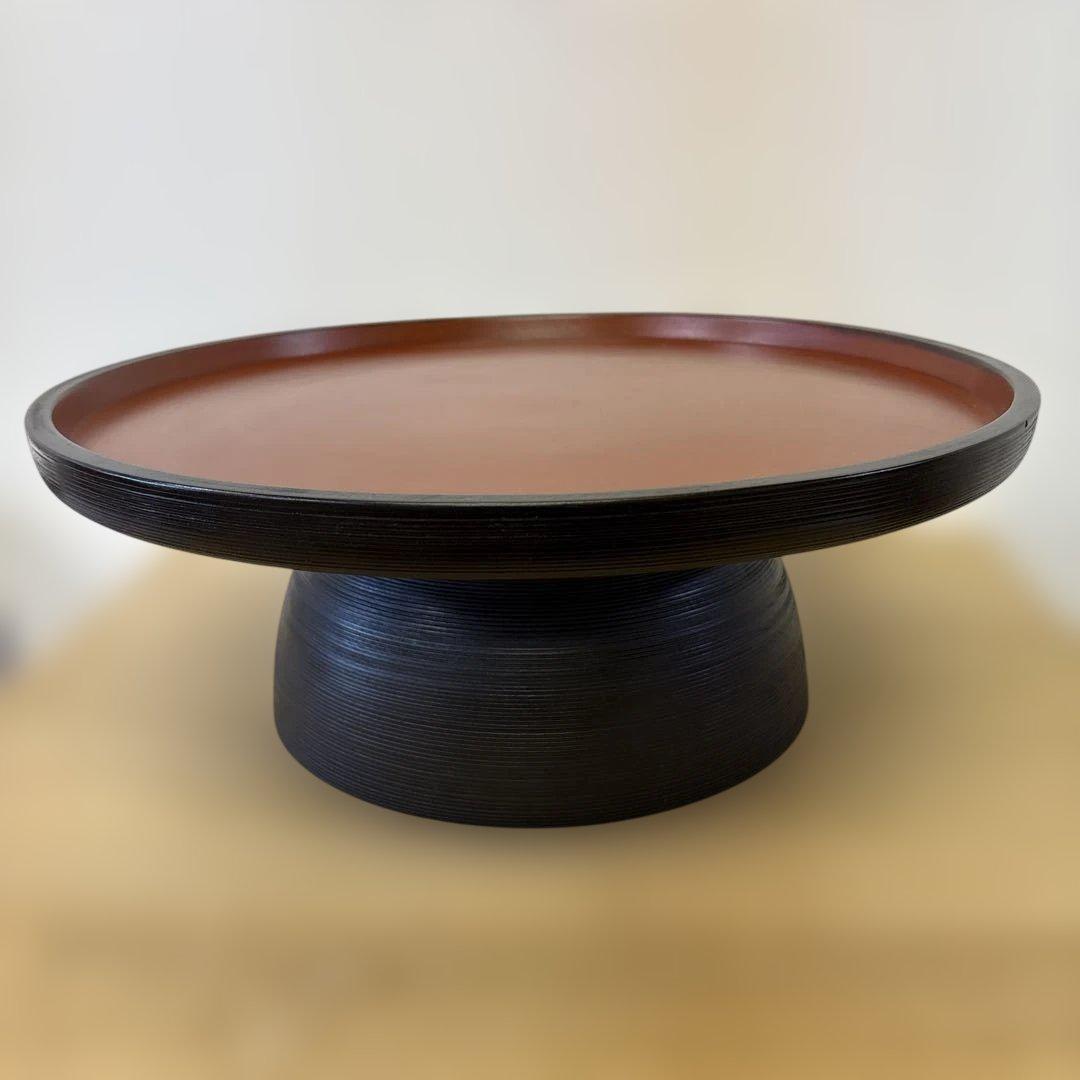 漆工房　大島　天然木　うるし塗　高脚卓盆 ②