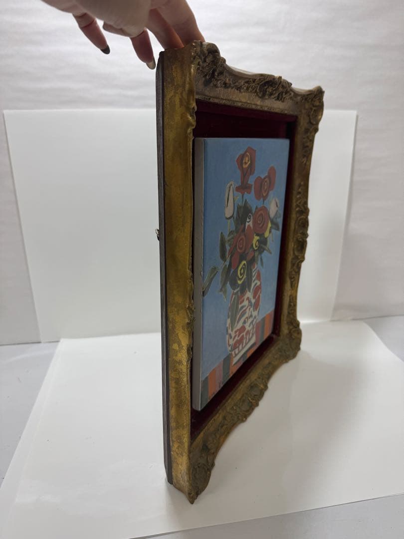 児島善三郎　陶額　陶板画　薔薇　額装