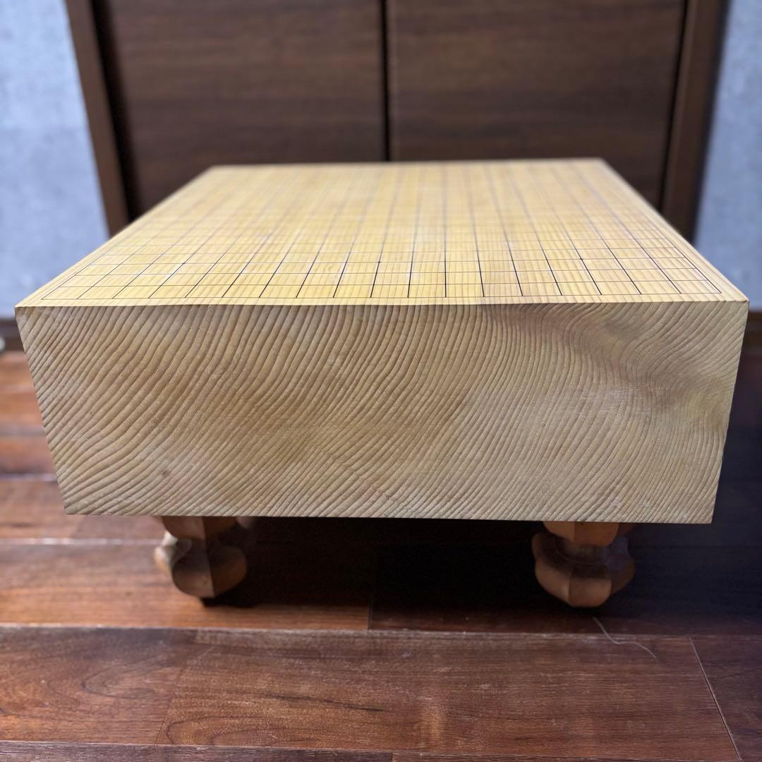 【美品】丸正謹製 5寸 足付碁盤 緑箱・黄色布カバー付き