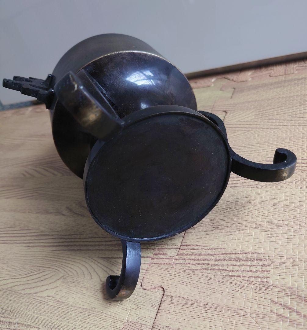 金属工芸　銅器　銀象嵌　薄端　華道