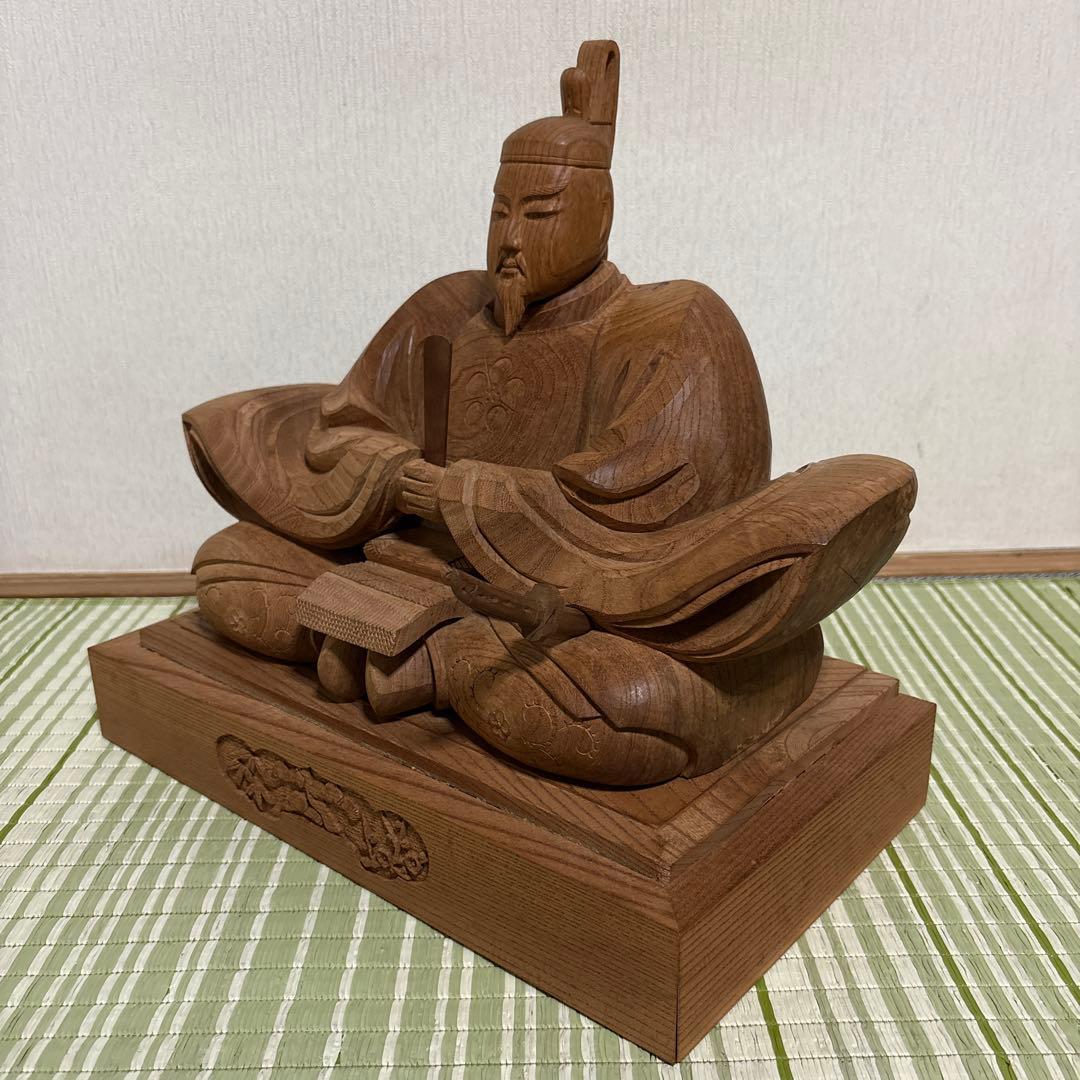 菅公　菅原道真　木彫り　彫刻　工芸品　芸術　置物　オブジェ　骨董品　天神様　仏閣