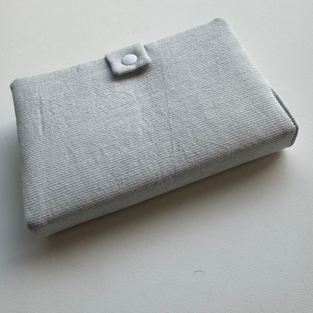 バインダーカバー　A6 水色ストライプ　カードポーチ付