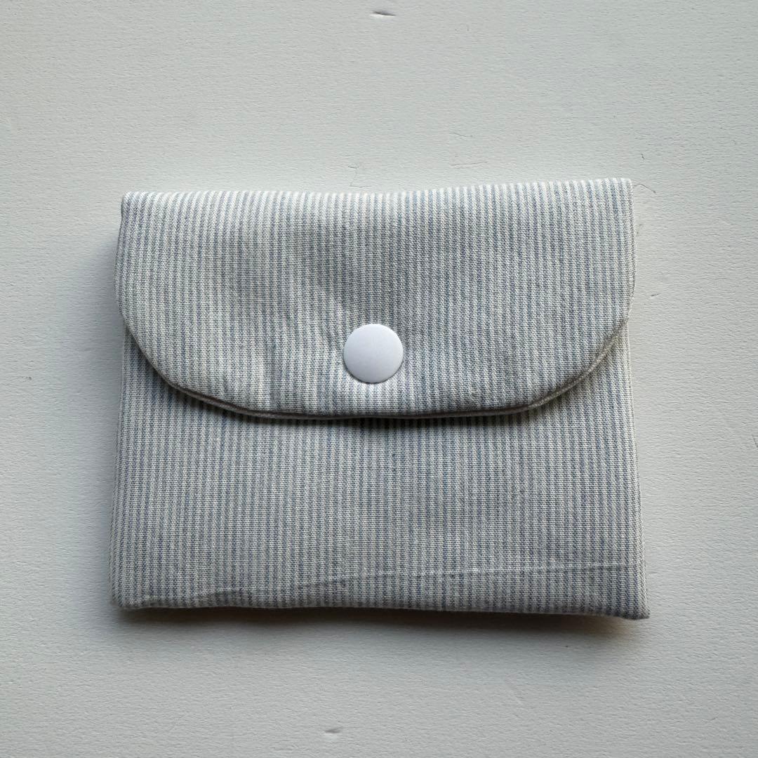 バインダーカバー　A6 水色ストライプ　カードポーチ付