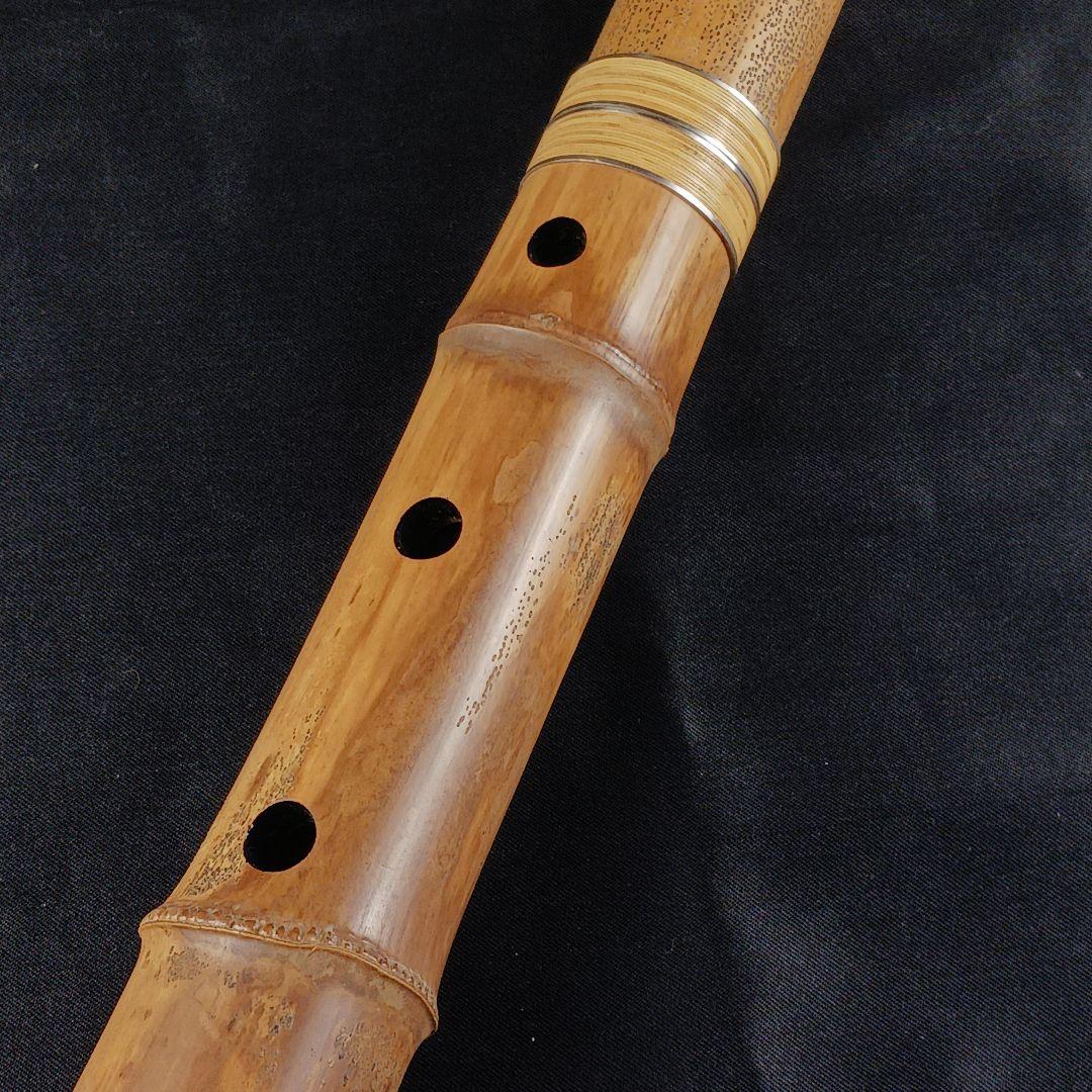 Y3110-3 琴古流 尺八 銀三線 全長54㎝ 古竹製
