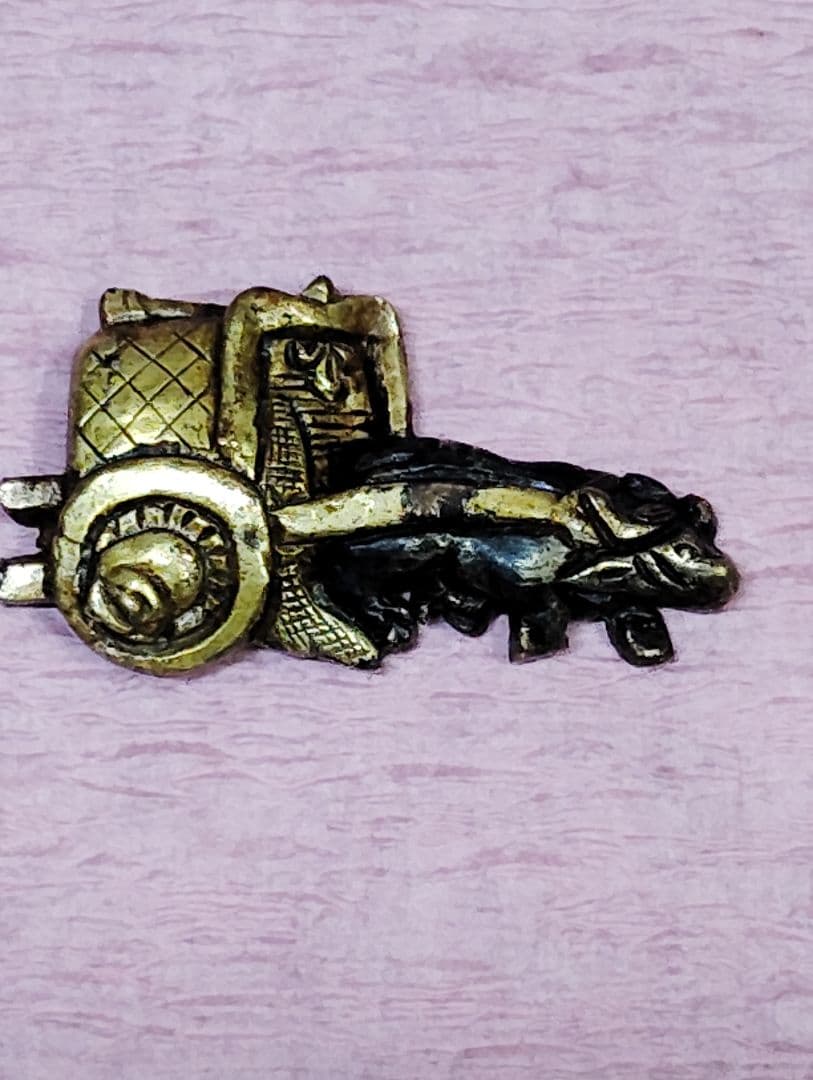 刀装具 目貫 金色絵 牛車図 時代物