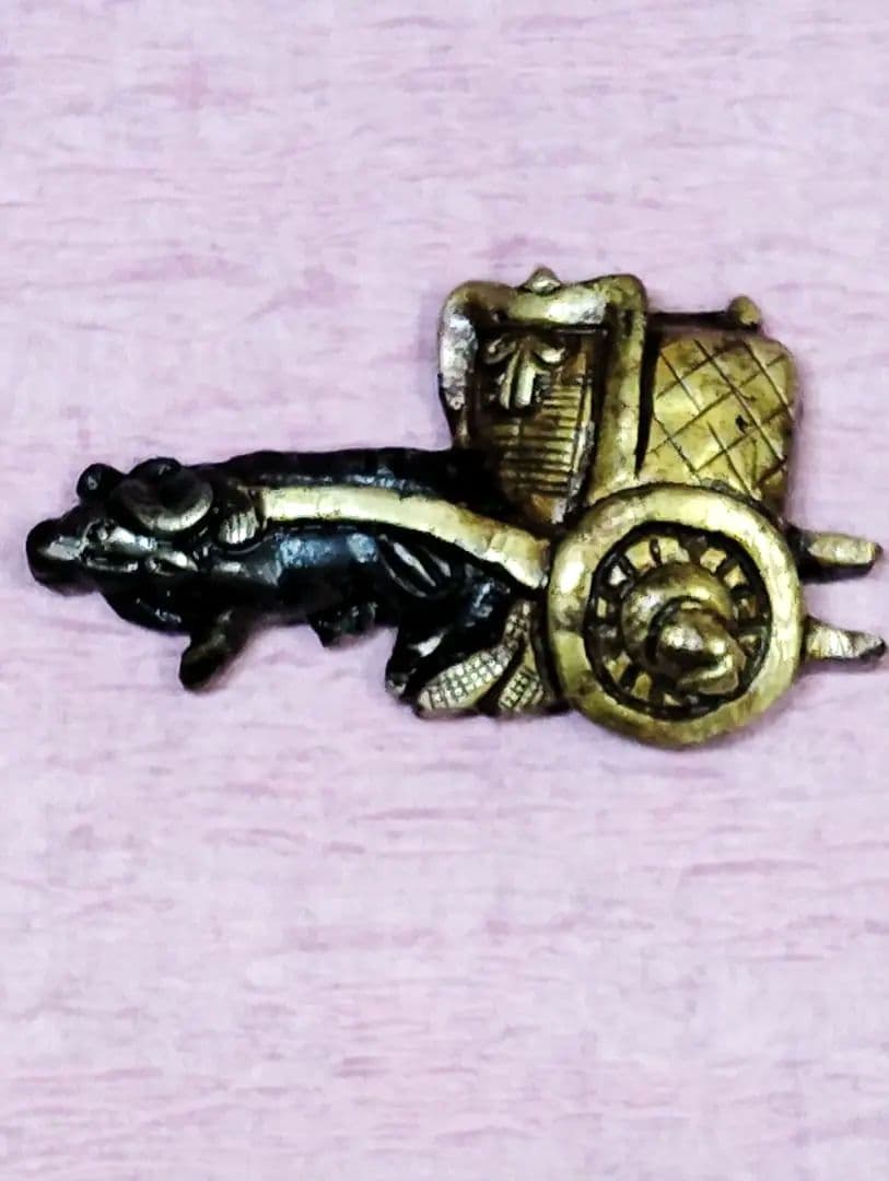 刀装具 目貫 金色絵 牛車図 時代物