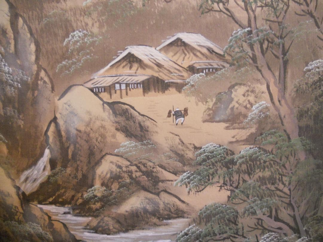 掛け軸 瞬堂 青緑山水ノ図 絹本 希少 軸装 茶道具 掛軸 です。