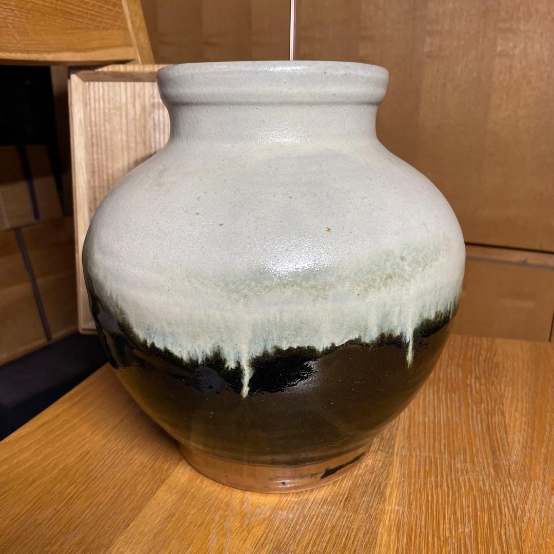 益子焼　浜田篤哉　掛合釉花瓶　共箱