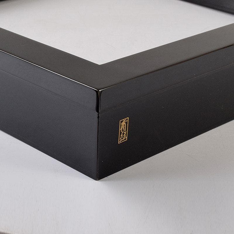 塗師　広峰作　絵師　青紘作　輪島塗　唐松蒔絵　炉縁　共布共箱　C　7908C