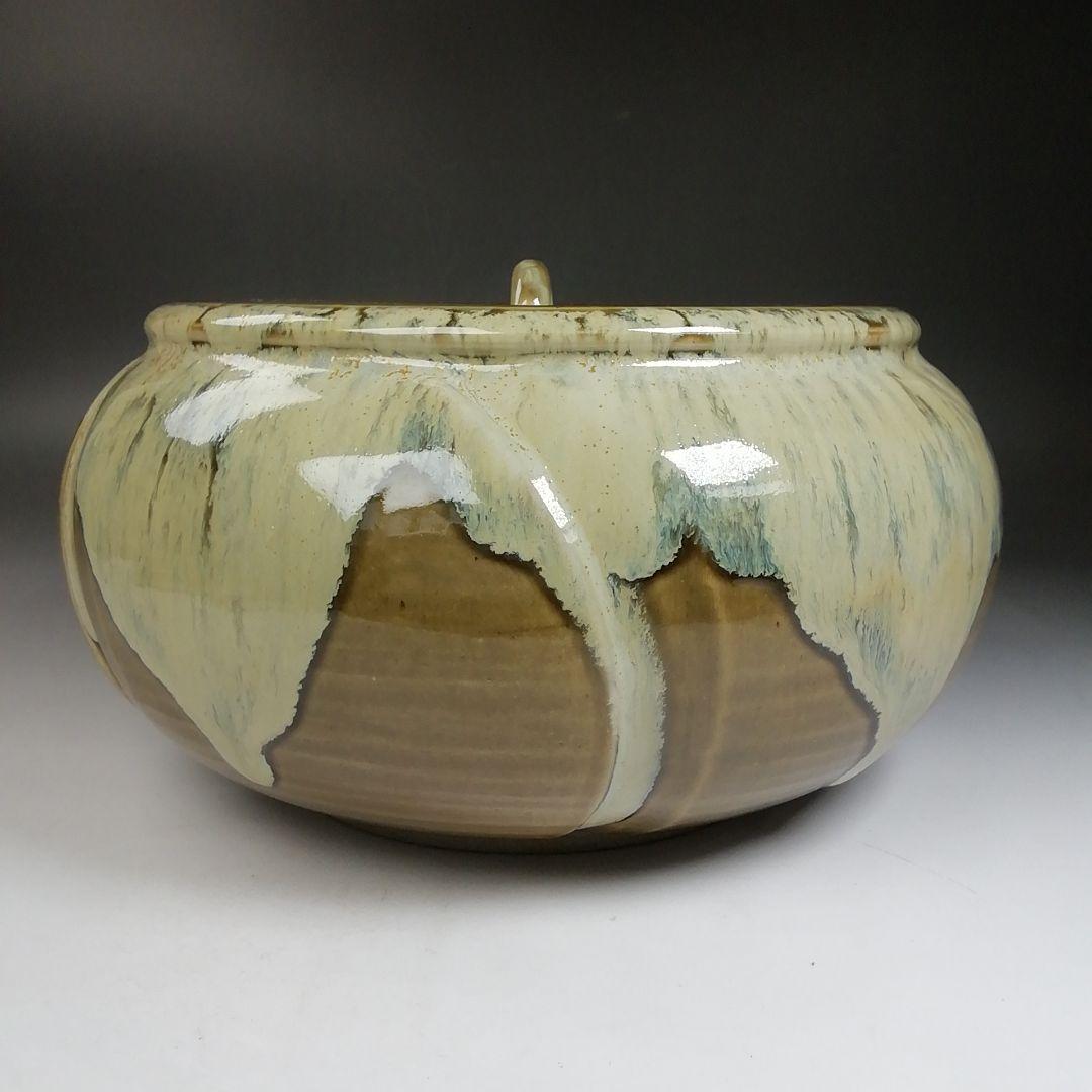 Ｗ６７　水指　『即中斎好　萬古捻梅』『福森比路志 造』　共箱　茶道具