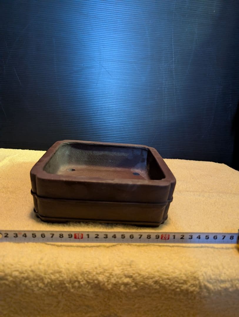 貴重品常滑松泉焼印！盆栽鉢、陶器製の四角い鉢