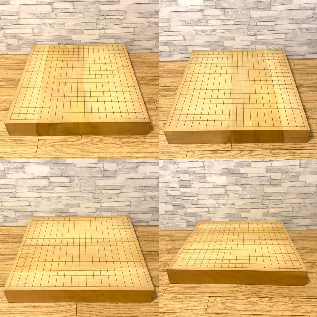 超美品蛤碁石 極厚2寸3枚ハギ卓上柾目囲碁盤 平型栗碁笥 豪華3点囲碁セット