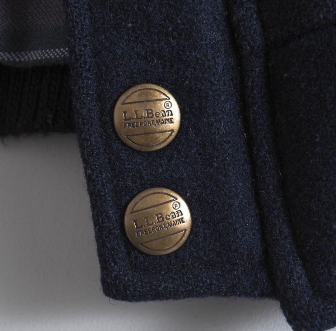 エルエルビーン　USA製　ウールジャケット　ネイビー　裏地チェック