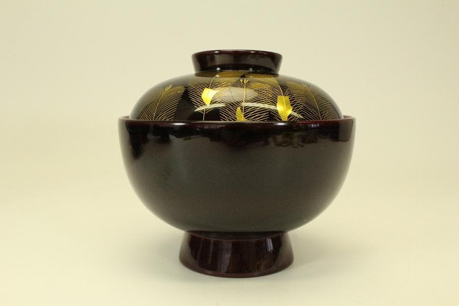 漆器の井助 沈金 若松 煮物椀 六客 美品(ZE586)