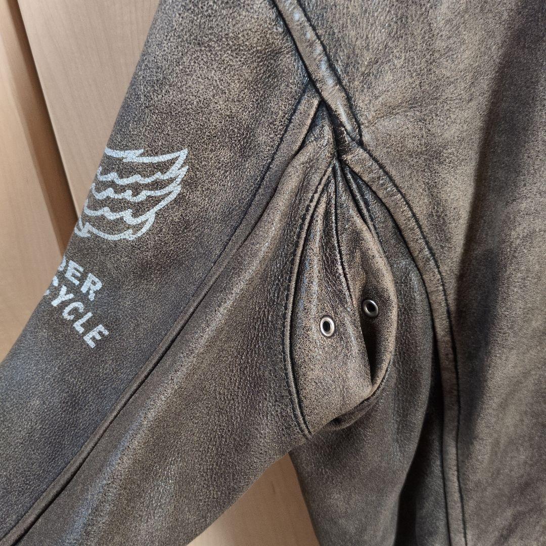 AVIREX ダークブラウン レザーライダースジャケット