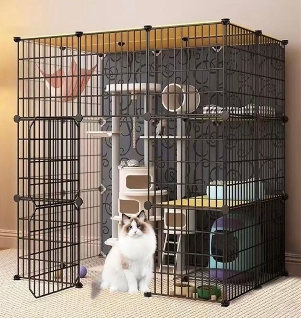 ✨大特価✨猫 キャットケージ 110×75×110cm 黒 多用途 DIY 簡単