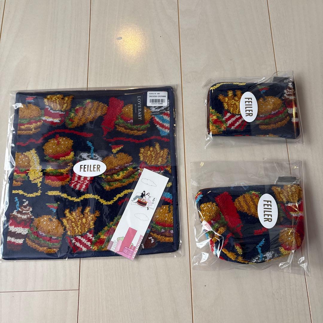 ネット完売品新品FEILER ハンバーガーデザイン ハンドタオルポーチ2点