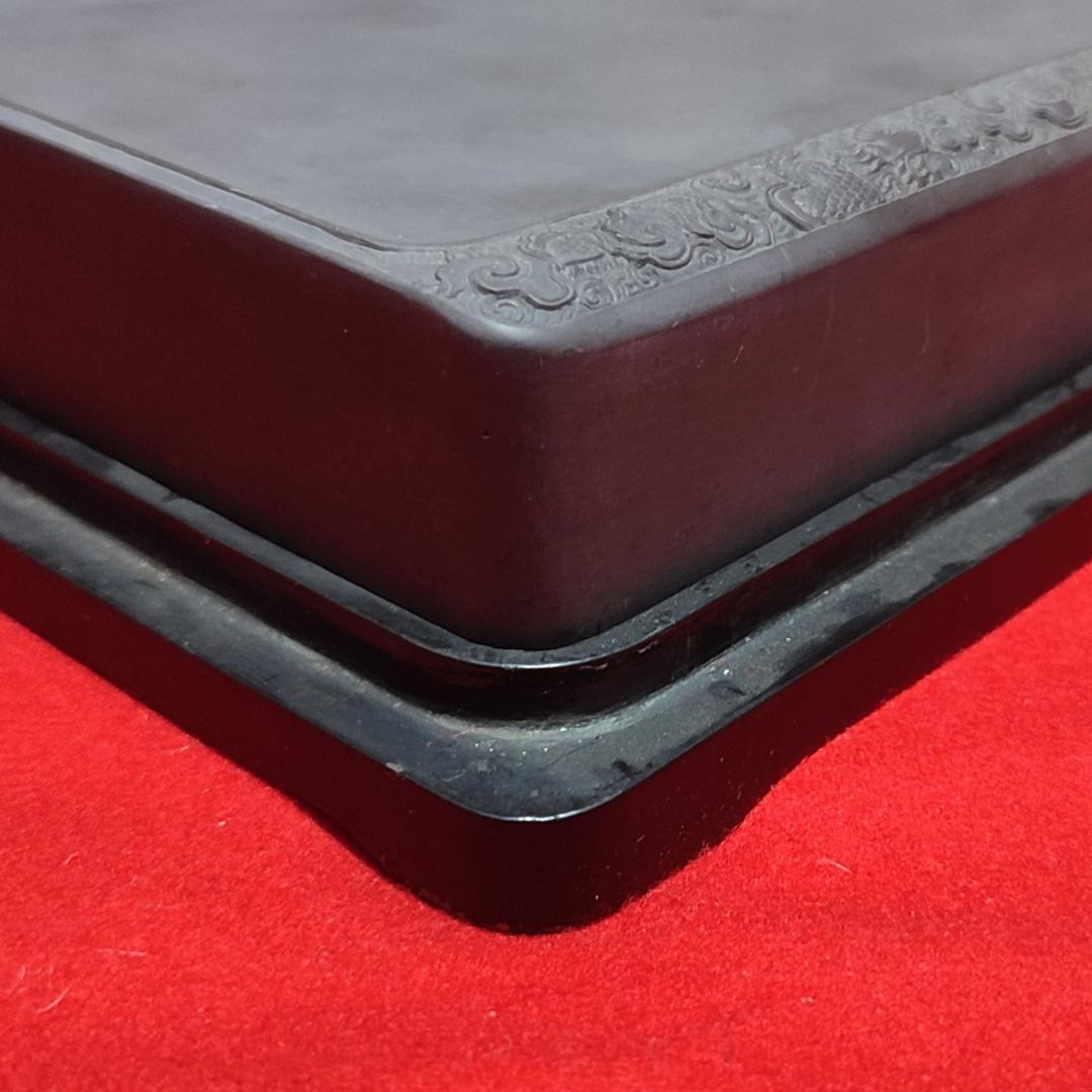 龍彫刻端渓硯 / 乾隆 小山 鄒一桂 / 清朝唐物中国書道具文房四宝 / 箱付