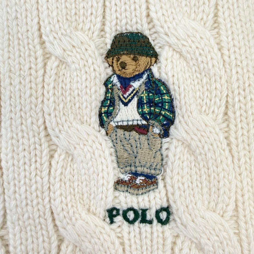 未使用に近い ポロラルフローレン ポロベア マフラー ケーブル編み ウール