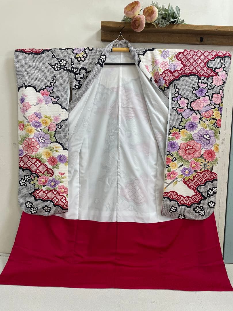 成人式　振袖フルセット　1112　正絹振袖　総絞り　黒　最終値下げ！