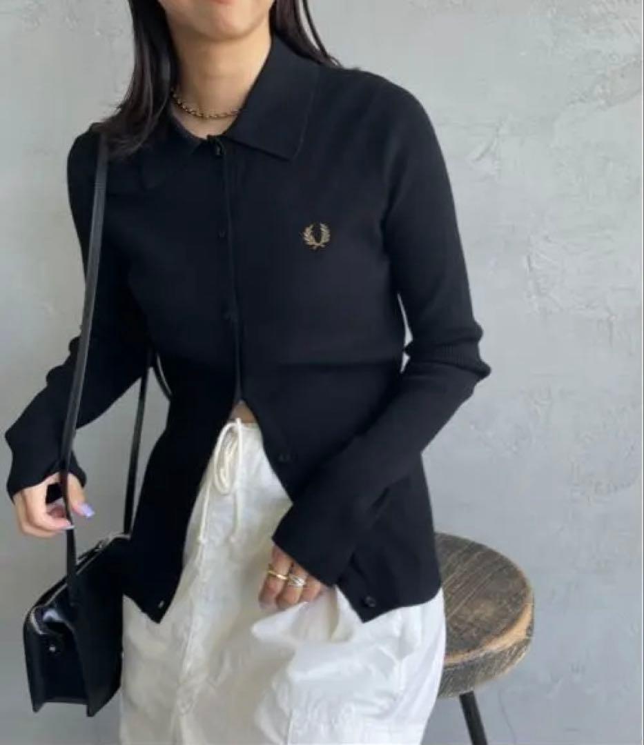 FRED PERRY別注 ワンポイントロゴ刺繍 リブニットポロシャツ