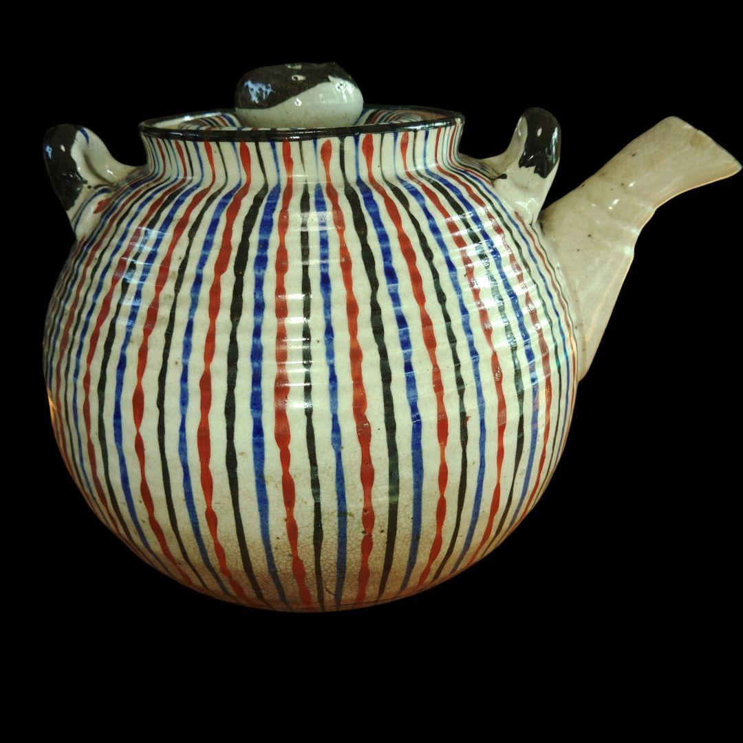 清水六兵衛　麦藁手急須　土瓶　漆補修