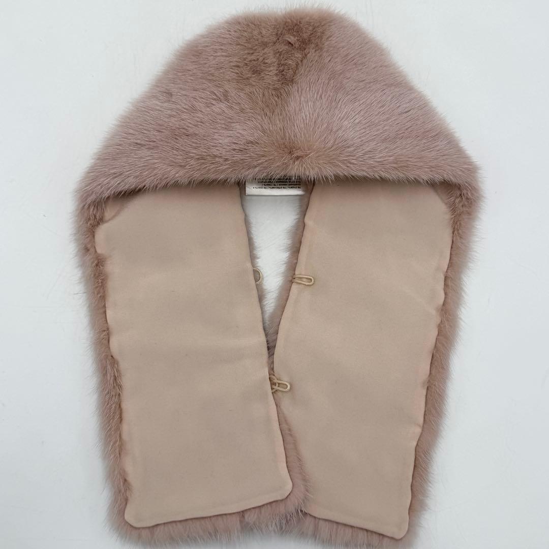 【極美品】フェンディ ティペット ミンクファー 毛皮 スタッズ リボン ピンク