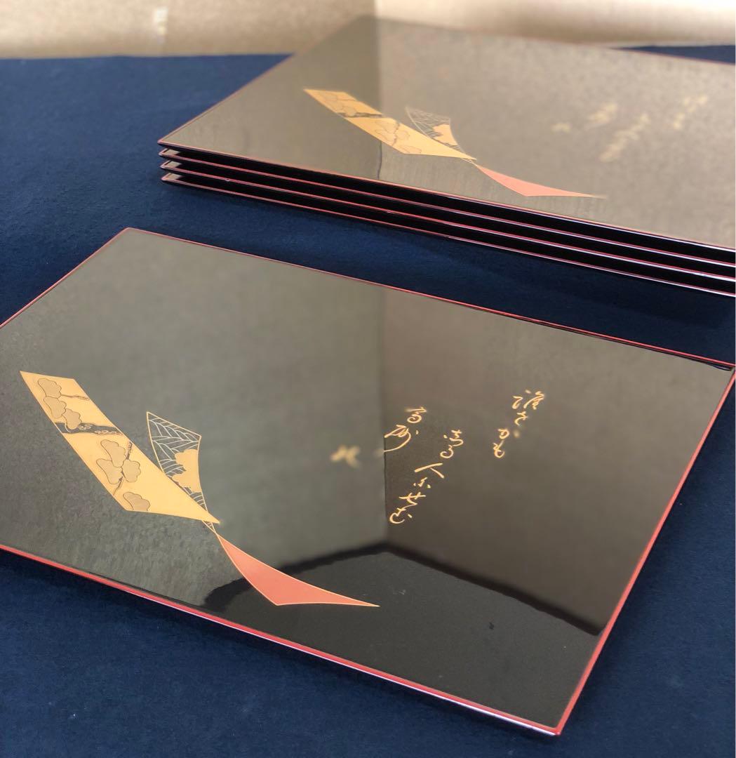 ❗️割引《R》輪島塗 短冊蒔絵 卓上膳5客 輪島屋本店造 共箱　251007あ7