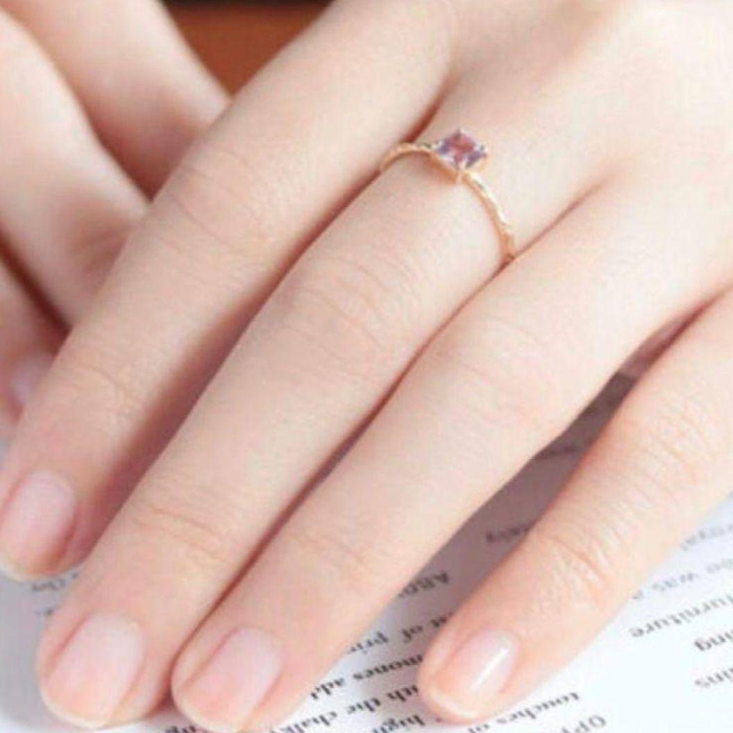 美品【ノワールドプーペ】アメジスト K10 スクエアリング 9号 アガット好きな