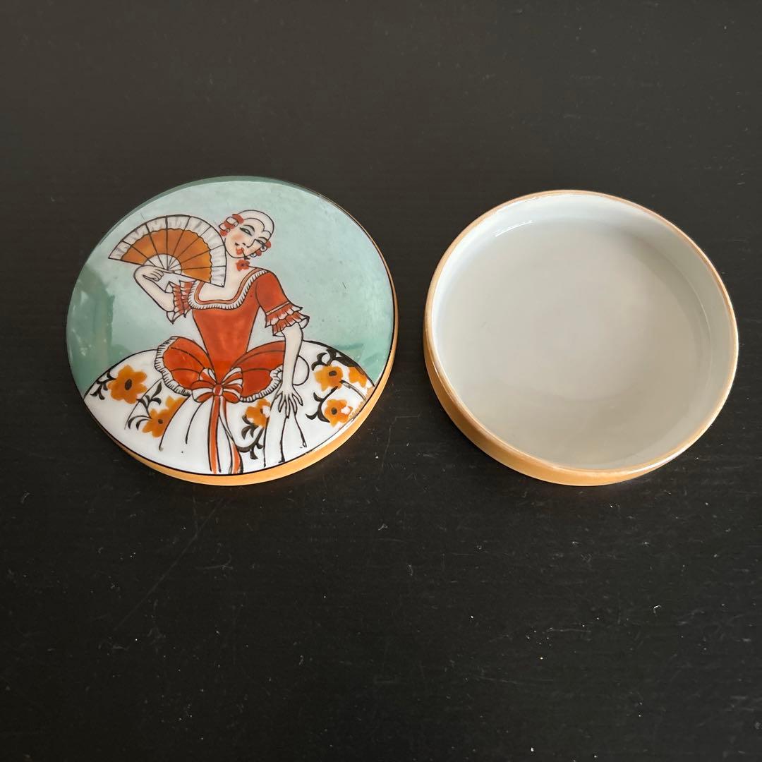 オールドノリタケ　アールデコレディ　 ラスター彩　パフケース