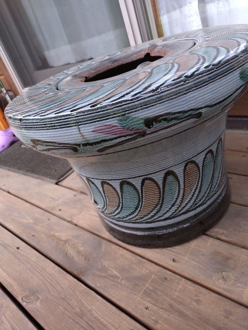 七輪　火鉢　ブルー　災害対策　インテリア