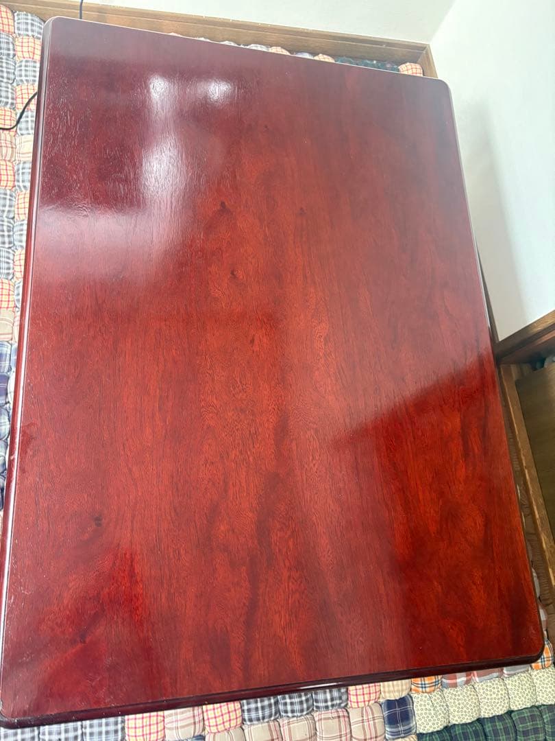 木製ダークブラウン座卓、アンティークセンターテーブル、折り畳みタイプ