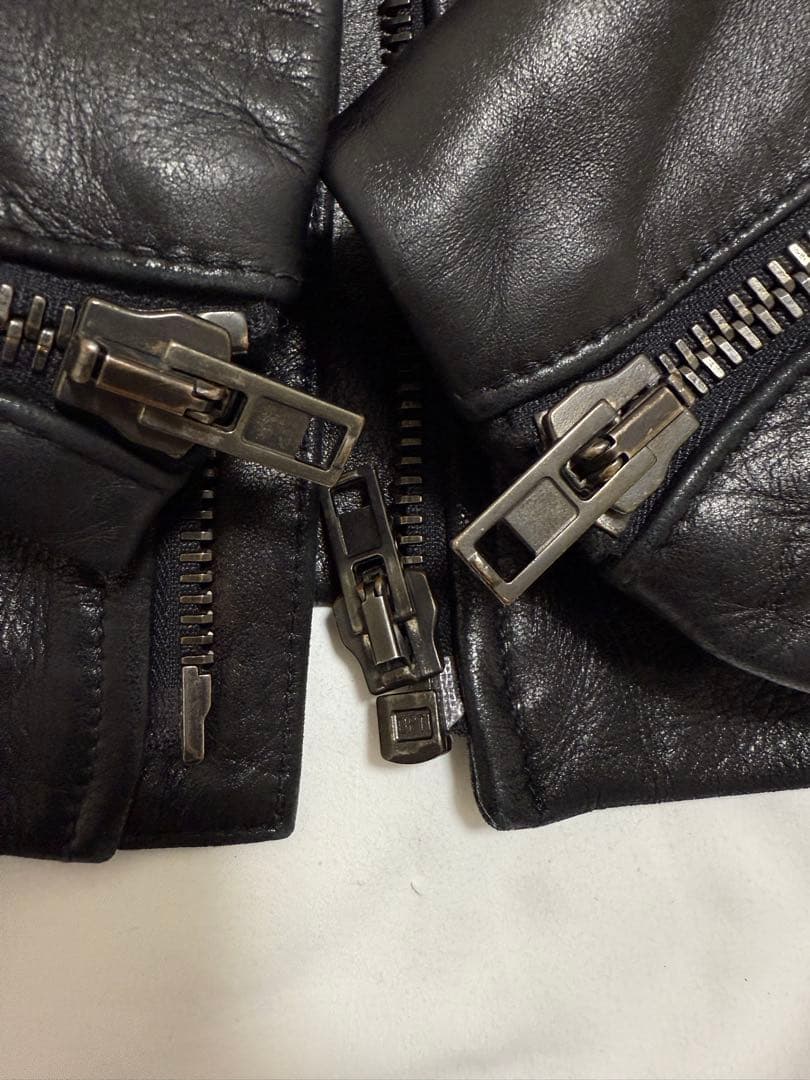 マルジェラ　八の字レザーライダース　44 ブラック