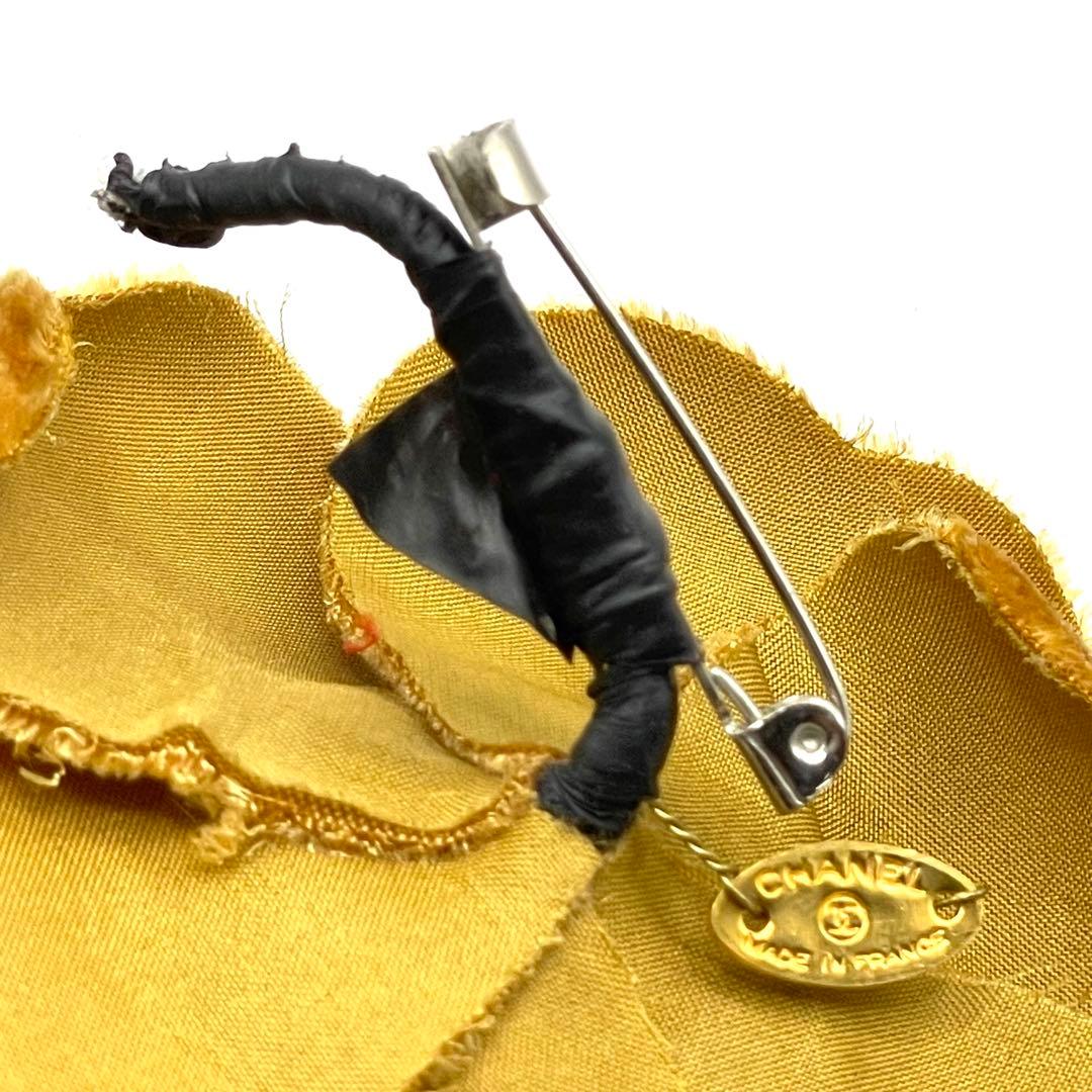 CHANEL シャネル カメリア コサージュ ピンブローチ ベロア キャメル