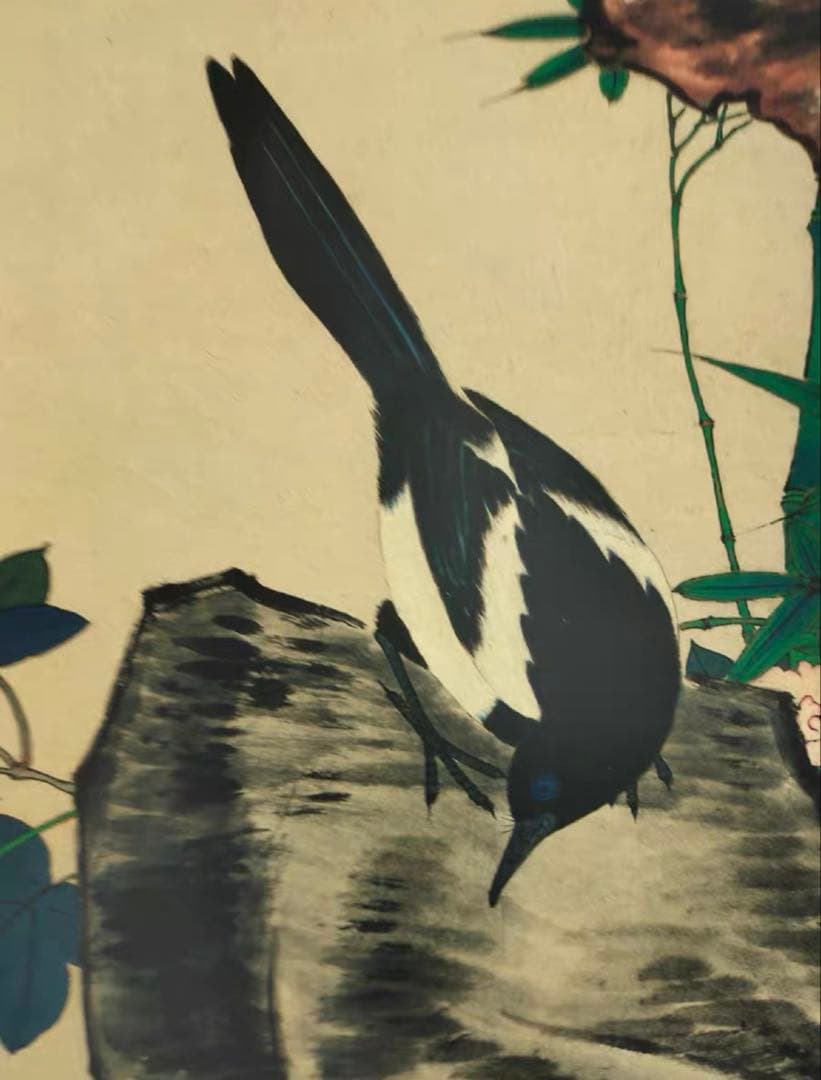 中国画 水墨画 于非闇《四喜図》中堂画｜掛け軸・実物撮影