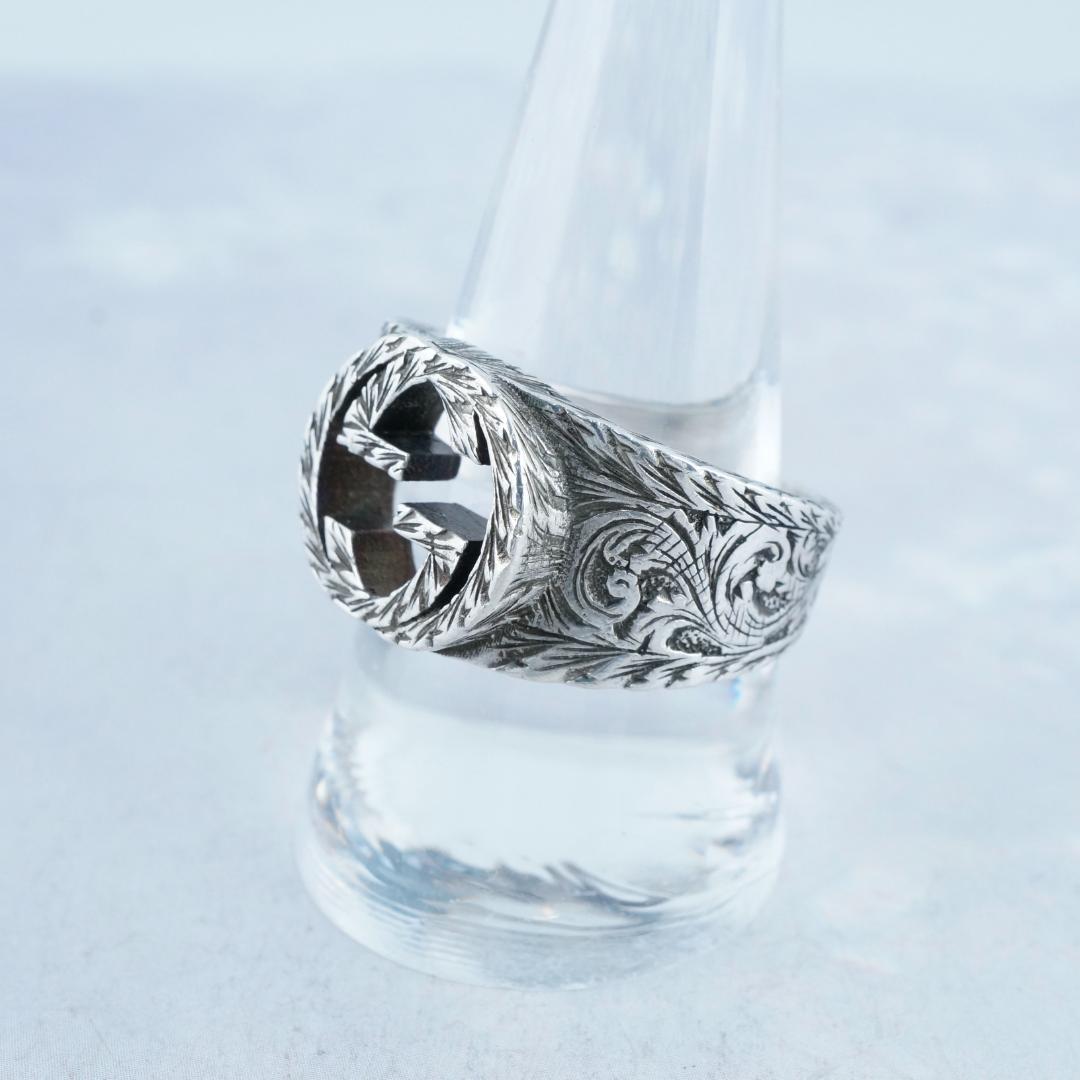 美品 グッチ インターロッキングG アラベスク　SV925 リング　23号