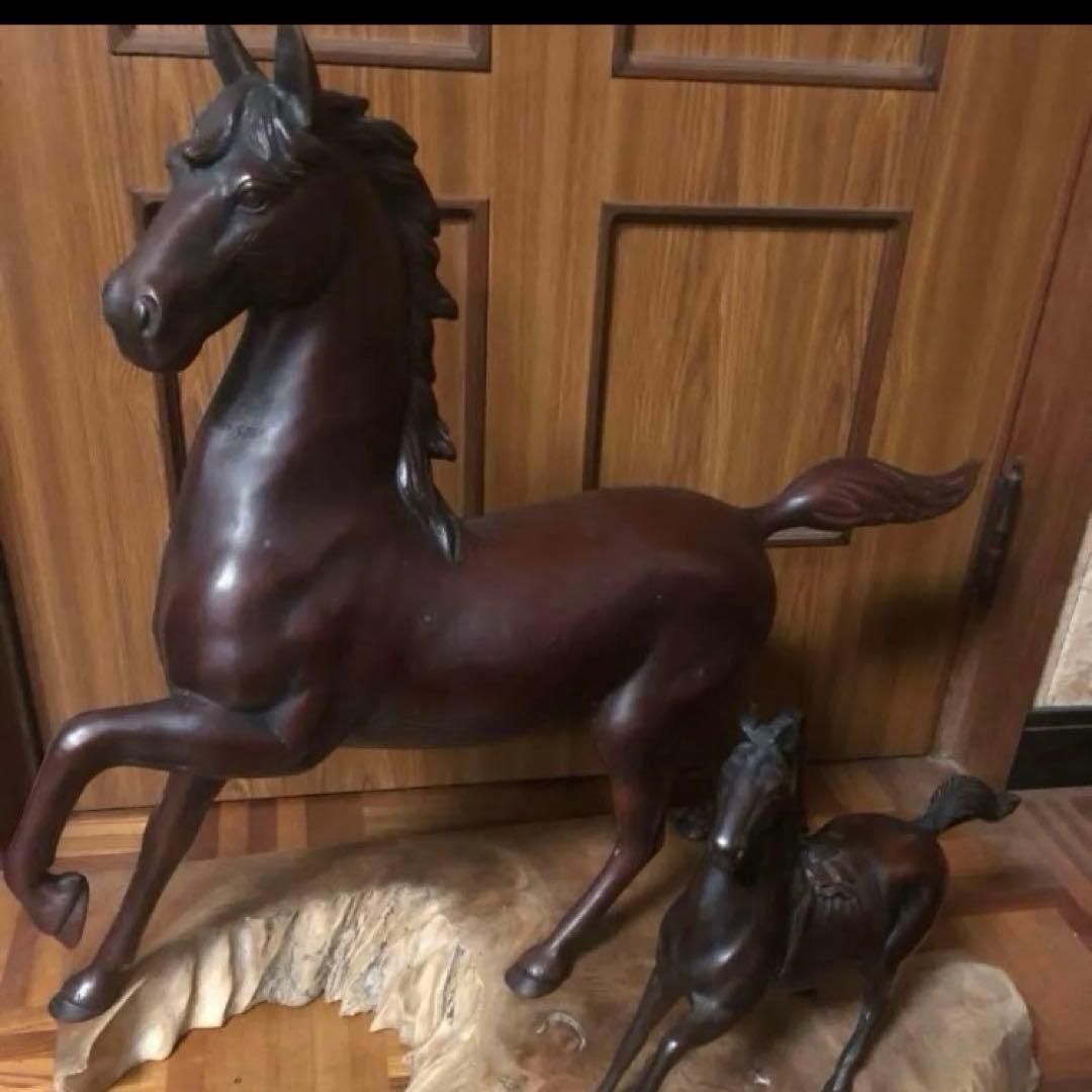 アンティーク馬の置物大小　2体セット