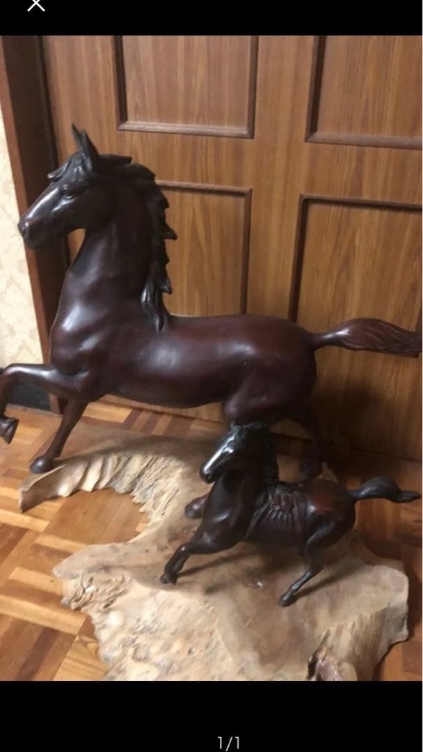 アンティーク馬の置物大小　2体セット