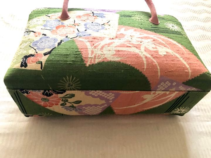 菊と梅柄の利休バッグ