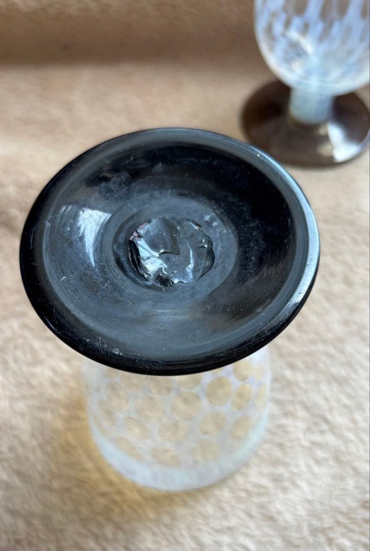 大正　和ガラス　なつめ型　水玉紋様　氷コップ　浪漫　パフェ　骨董　セット　希少