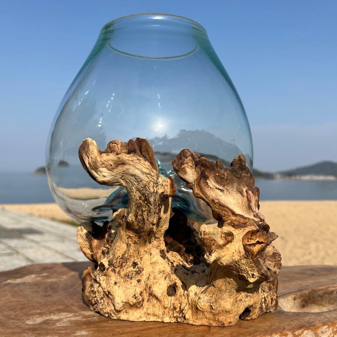 流木ガラスオブジェ特大E 花瓶 金魚鉢 テラリウム フラワーポット 水槽 アート
