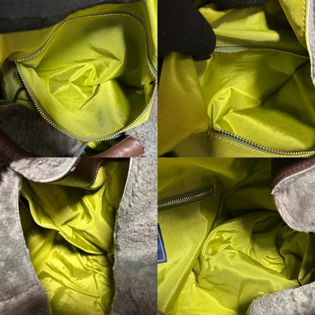 美品　ADMJ ファーバッグ　ハンドバッグ　手さげ　ゴールドロゴ　A4収納　冬