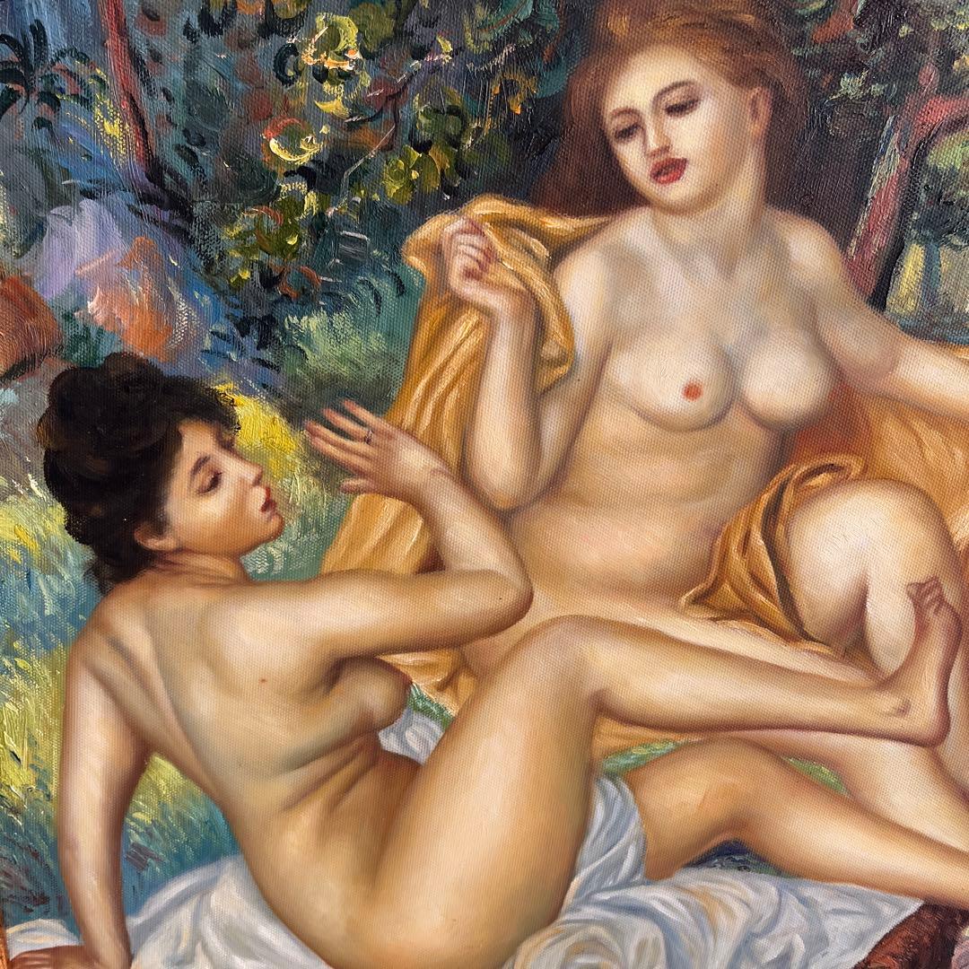 裸婦 ゴージャス ロココ調 ルノワール 大水浴図 複製画 豪華 金額装 画廊