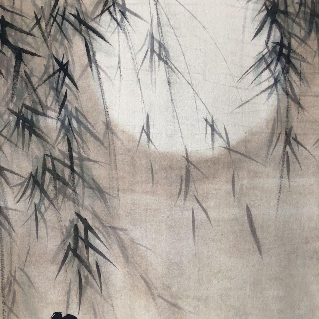 白伯骅『月柳含怡』　三尺中堂掛軸　美人画　掛け軸　サイズ174×77cm