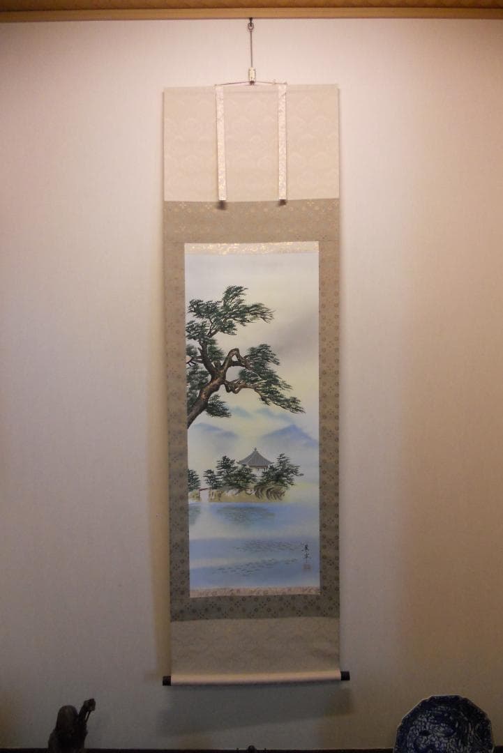 掛け軸 古川翠峯 松島 絹本 希少 軸装 茶道具 掛軸 美品 です。